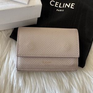 Celine Trifold beige taupe small wallet